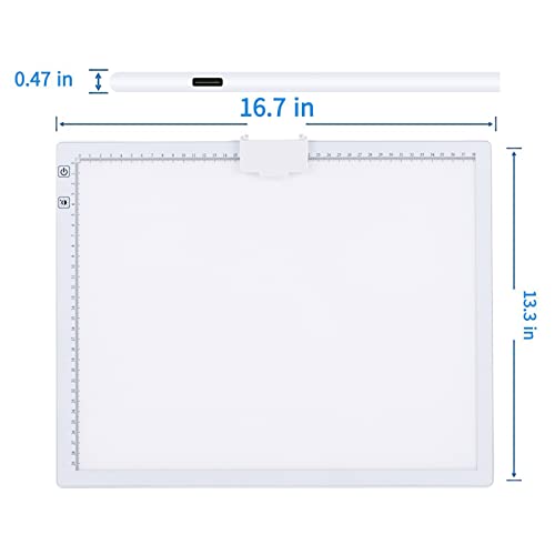 A3 Light Box, LED Light Pad 3000-6500K Dimmable, 2500mAh Rechargeable Lightboard for Diamond Painting, Drawing, Painting, Animation, Sketching, with Stand