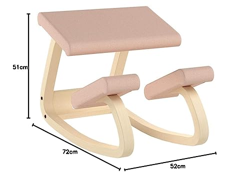 Varier Variable balans - The original kneeling chair, perfect for working at home - Fabric in apricot and wooden base in natural lacquered ash wood.