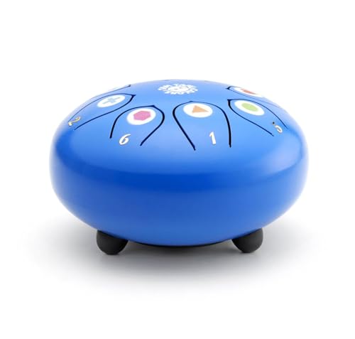 Montessori children's drum - handpan tongue drum for kids aged 3-6, easy to play, promotes creativity & concentration, comes with mallets, music book & bag.