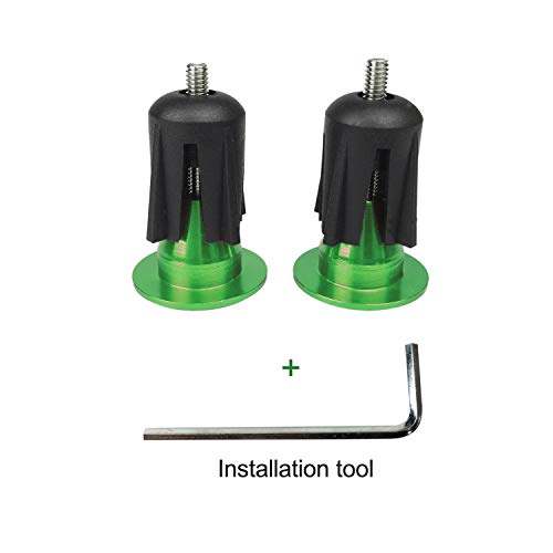Flat handlebar end caps for mountain bike, road bike, BMX, aluminum, 1 pair, Green 02.