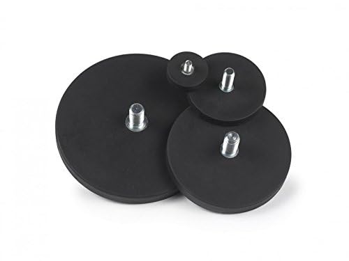 2 x Neodymium magnet system rubberized Ø 88 mm threaded stud (external thread) M8 - adhesive force 55 kg - 2 pieces - Strong magnets with rubber coating - Anti-slip coating