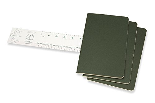 Moleskine Cahier Large, A5, 3 pack, Checkered, Cardboard cover, Myrtle Green