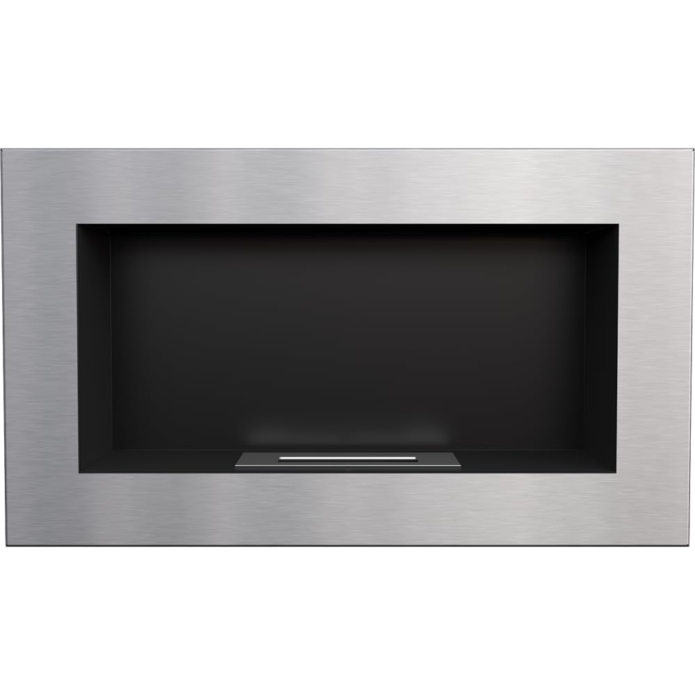 Short bio fireplace, decorative wall fireplace Golf black Closed 374mm x 648mm TÜV - Rheinland tested