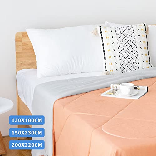 HOMFINE Cooling Blanket Double-sided Cooling Blanket - Lightweight Cooling Blanket for Humans Q-Max > 0.4 Summer Blanket Cooling Self-cooling Blanket Summer Blanket Cooling Blanket for Bed, Orange, 130 x 180 cm