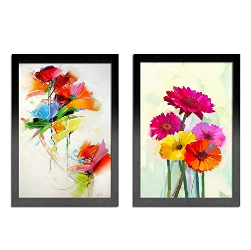 ACAZA A4 picture frame 21x29.7 cm 2-piece set Black, MDF wood with shatterproof acrylic glass, for photos, posters, and puzzles, wall mounting, vertical and horizontal format.