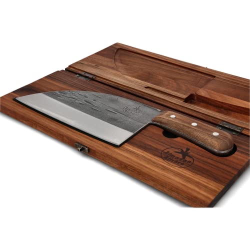 Almazan Kitchen Original Serbian Chef Knife in Handmade Wooden Box, Metallic