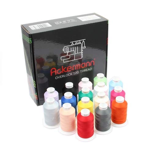 ACKERMANN Overlock Bulk Thread 16x 1,000m Box, 120 Weight, 100% Polyester