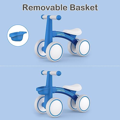 Umatoll Kids Balance Bike from 1 year, Toy for 12-24 months, Baby walking bike with basket for boys girls, Gifts for 1 year old birthday (Blue)