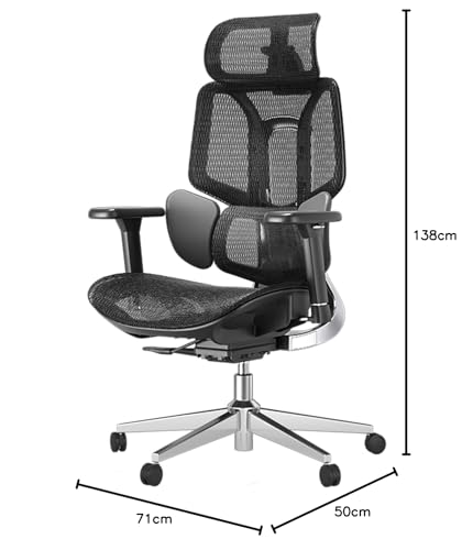 Hbada E3 Air Office Chair Ergonomic, Desk Chair - with 3-zone dynamic lumbar support, 3D adjustable headrest, 3D adjustable armrests, Computer Chair, Black