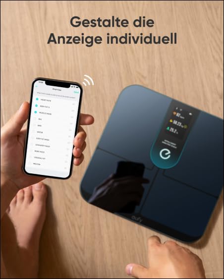 eufy by Anker WiFi Fitness Tracking Smart Scale P3, smart scale with analysis, virtual 3D body model, digital scale with 16 measurements, heart rate, BMI, Bluetooth, with app