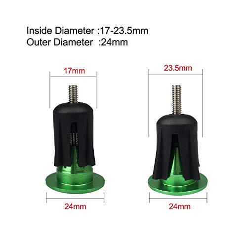 Flat handlebar end caps for mountain bike, road bike, BMX, aluminum, 1 pair, Green 02.