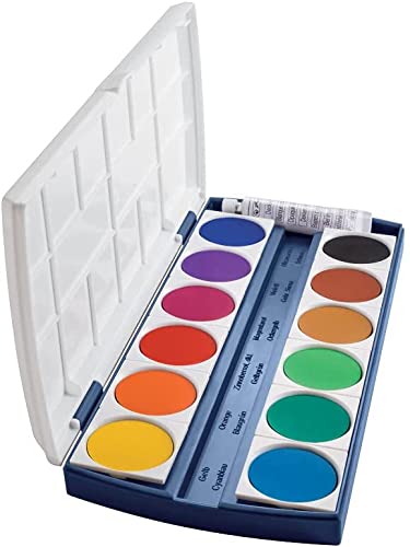 Herlitz 10116655 School paint or opaque watercolor set, 12 colors including opaque white (school paint + 12 brushes)