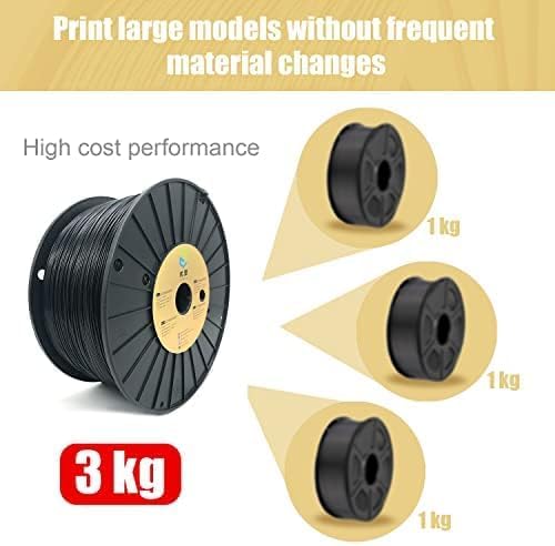 YOUSU PLA filament 1.75, 3D printer filament, 3D filament PLA 3kg (6.6 lbs), black PLA