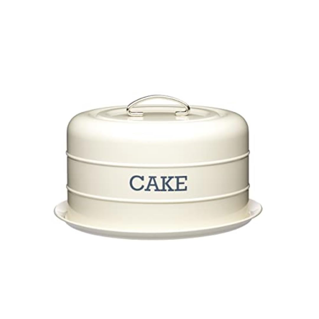 KitchenCraft Living Nostalgia Cake Tin, airtight cake tin/cake dome, 28.5 x 18 cm, cream antique