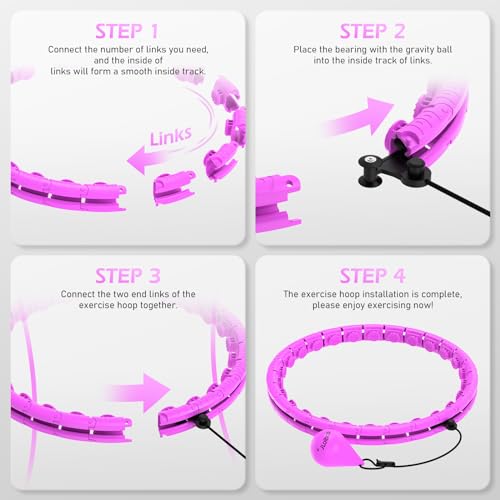 JLoibao Weighted Hula Hoop with 26 sections (142 cm) for adults, weight loss, infinity hoop, plus size, for women, smart training device.