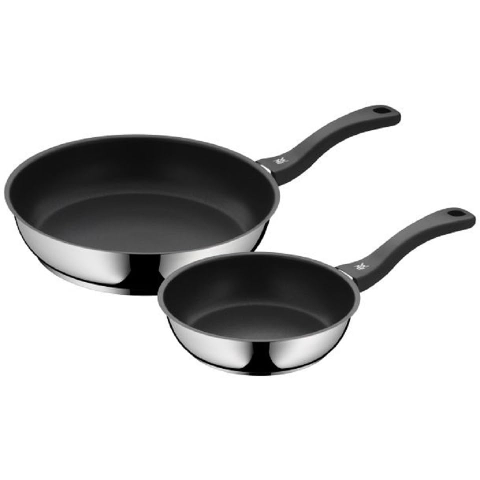 WMF Set 3-piece Compact Cuisine pot set Induction 4-piece with glass lid and Devil pan set Induction 2-piece and Mister X pot holder Stainless steel foldable 19 x 19 cm.