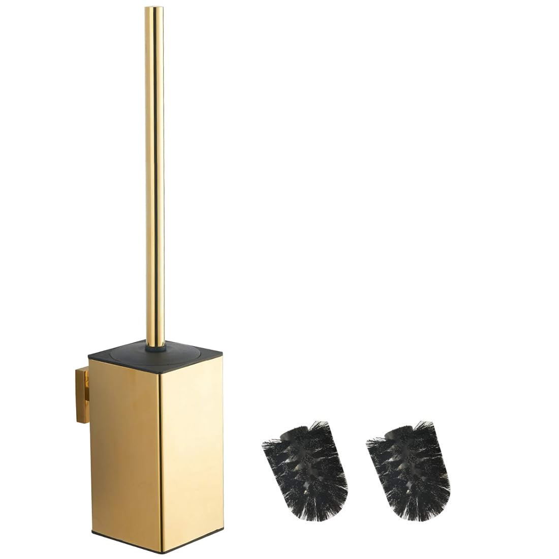 304 stainless steel, square, gold toilet brush holder