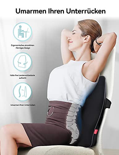 Travel Ease back cushion and neck pillow for car/vehicle Memory foam Orthopedic Design Car Seat Cushion for back pain relief (Black)