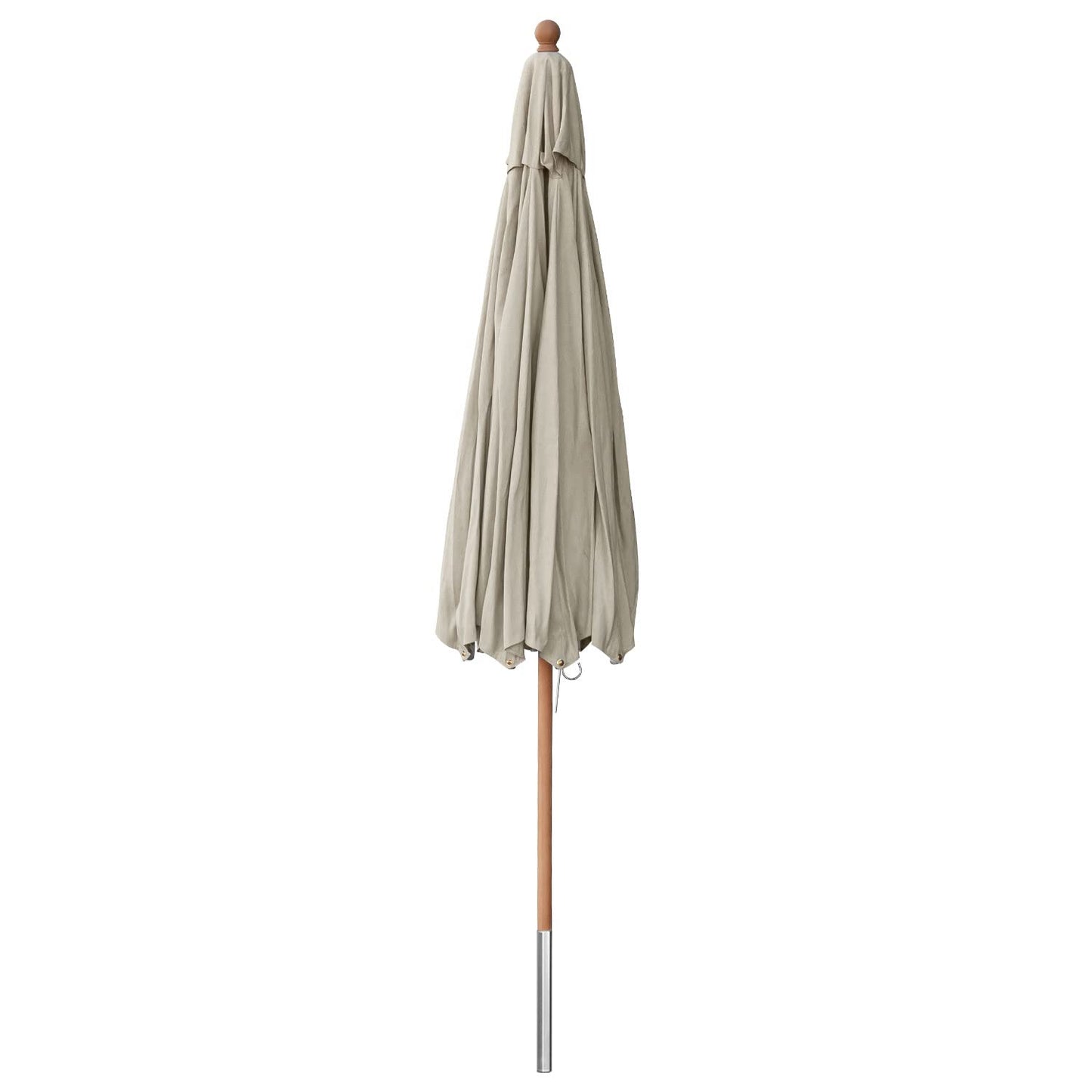 anndora Sun Umbrella Linen Cotton 300 cm round, Color: Dark Natural, Frame Wood, Canopy Linen-Cotton Blend fabric