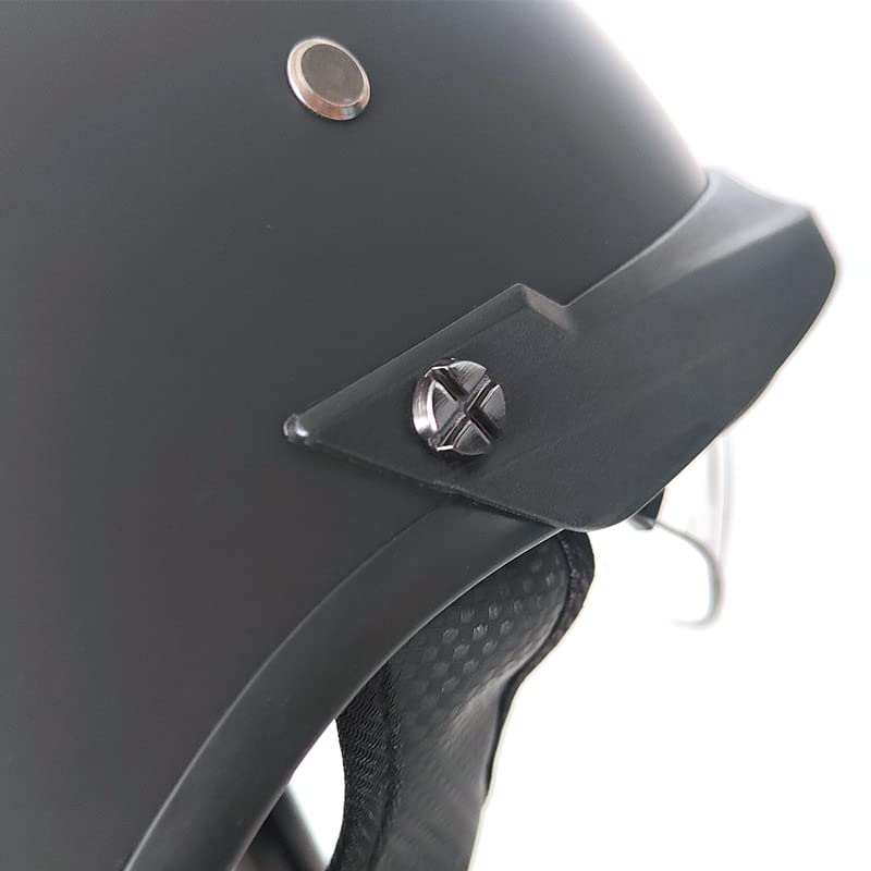 Retro helmet with ECE certification, suitable for scooters, cruisers, choppers, skateboards. Anti-collision motorcycle half helmet with visor for men and women. Available in matte black, size L.