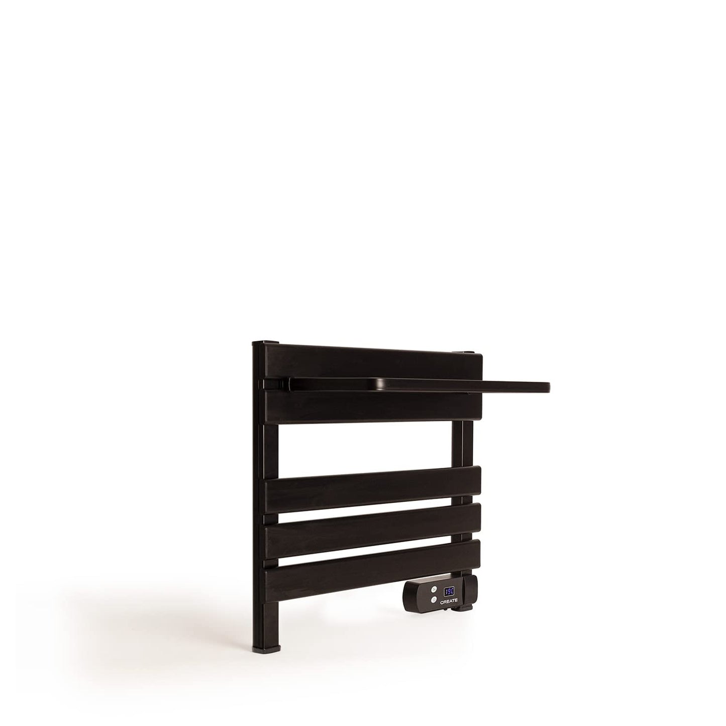 CREATE / WARM Towel Mini 150W / Electric Bathroom Heater Black with Shelf / 52.3x8x55.8cm / Quiet, low consumption, LCD display, 150W