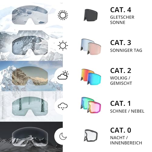 NAKED Optics Ski Goggles Men, Ski Goggles Women, Snowboard Goggles (TROOP EVO Palms, without bad weather lens)