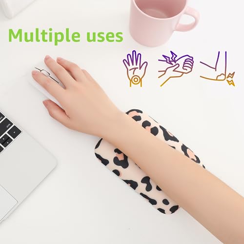 LargeLeaf ergonomic wrist and elbow rest for desk with memory foam and non-slip bottom, relieves elbow pain (16 * 11cm, leopard print, 1)