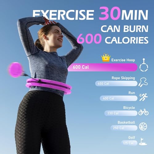 JLoibao Weighted Hula Hoop with 26 sections (142 cm) for adults, weight loss, infinity hoop, plus size, for women, smart training device.