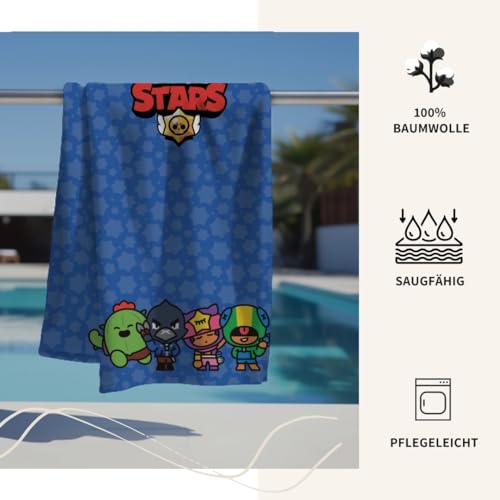 MTOnline retailer Bath towel, kids, 70x140cm, 100% cotton, soft, absorbent towel, beach towel for boys and girls (Brawl_Stars)