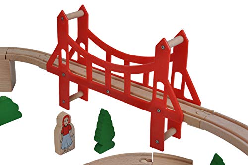 Bandits & Angels Wooden Train Set 100 pieces with base plate for ages 3 and up for boys and girls - Wooden train set with 100 pieces - includes 2 trains and base plate - train set for kids
