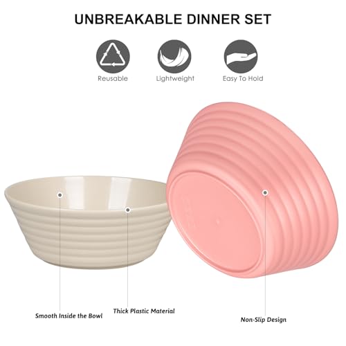 Greentainer plastic dinnerware sets (32pcs) | Lightweight and Unbreakable Camping Dish Set, Plates, Bowls, Cups, Tableware for 8 people, Ideal for Kids & Adults