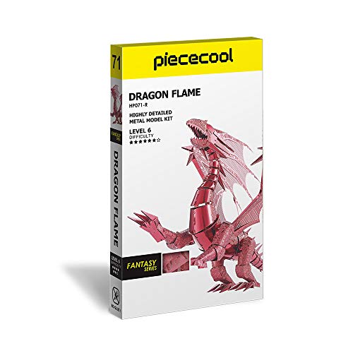 Piececool 3D Puzzle Metal Model Building Flaming Dragon, 3D Metal Puzzle for 340 stainless steel, Entire Metal, 1:1 Restore Collection, Birthday Gift, adult model kit, 115 pieces