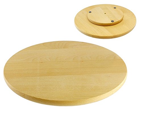 Lazy Susan: round, rotating wooden serving platter for cakes and pizza, 50 cm in diameter.