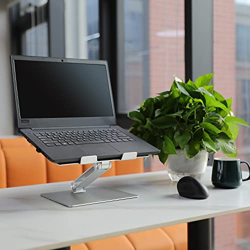 Amazon Basics Adjustable Ergonomic Laptop Stand with Heat Dissipation, continuous height and angle adjustment, ideal for laptops up to 17.3 inches, 27.9 x 23 x 5.6 cm, Silver