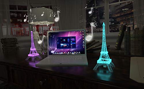 BTF-LIGHTING USB 5V Romantic Eiffel Tower Built-in Color Changing Night Light 9.8 Inch 48 LEDs WS2812B RGB Mini Night Light Desk Table Lamp Birthday Gift