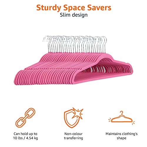 Amazon Basics - Suit Hangers, Flocked, Pink, 30 Pack