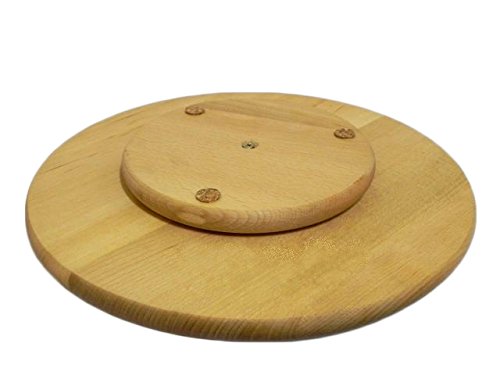 Lazy Susan: round, rotating wooden serving platter for cakes and pizza, 50 cm in diameter.