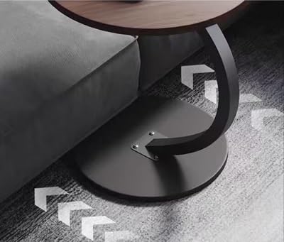 johgee side table Wood, Round coffee table, C-shaped support, table top diameter 40cm, beautiful walnut look, side tables for living room, sofas, wooden, end table