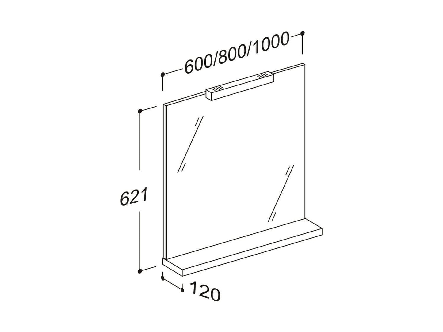 Sieper bathroom mirror Girona with lighting & shelf, cool white, wall mirror, energy-saving 60cm