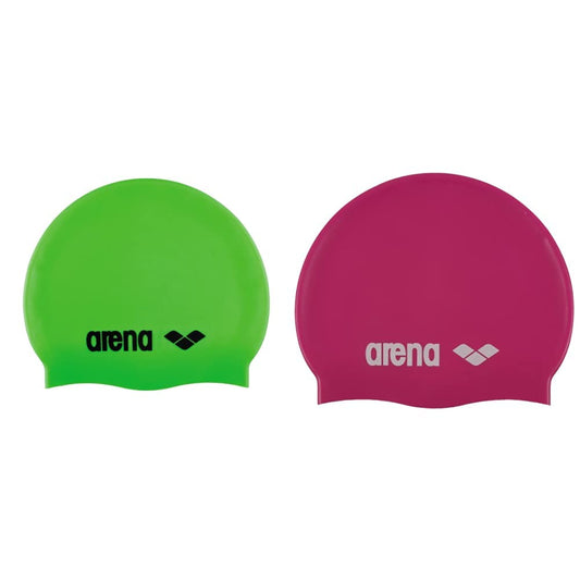 ARENA Kids Unisex Competition Swim Cap Classic Silicone Junior, Fuchsia-White (91), One Size & Kids Unisex Competition Swim Cap Classic Silicone Junior, Acid Lime-Black (65), One Size