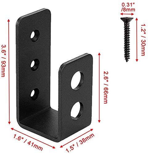 VANROUG 2 x 4 door barricade brackets, 2 pieces, durable steel bar, security door lock holder, for 2 x 4 wood, security U-clamp as door reinforcement.