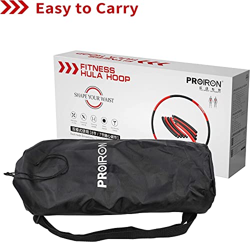 PROIRON Hula Hoop for Adults & Kids, Hula Hoop with 1.2/1.8kg weights and 73-98cm foam, adjustable Hula Hoop.