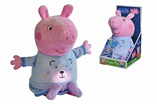 Simba 109262527 - Peppa Pig Good Night Plush, blue, 2in1 with lullaby and night light, automatic timer, 25cm, Peppa Pig, baby toy, cuddly toy, from the first months of life.