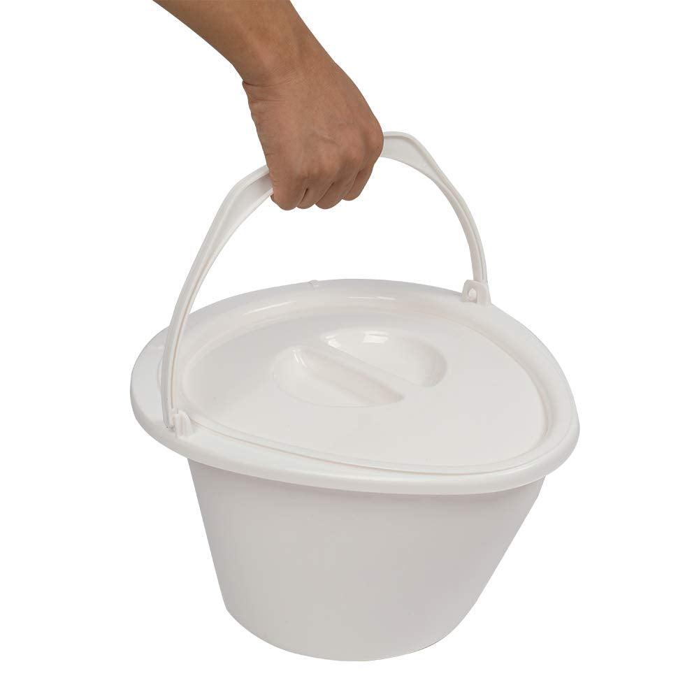LEADZM Camping Toilet Portable Travel Toilet with Seat, Lid, and Toilet Paper Holder (White)