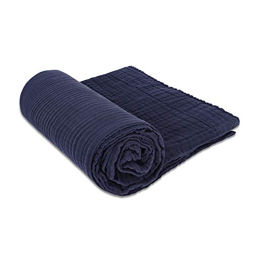 EMME Muslin Blanket, 100% cotton, 4-layered, bedding for adults and babies, 55" x 75", light, soft, breathable, all-season blanket, solid, pre-washed, grey.