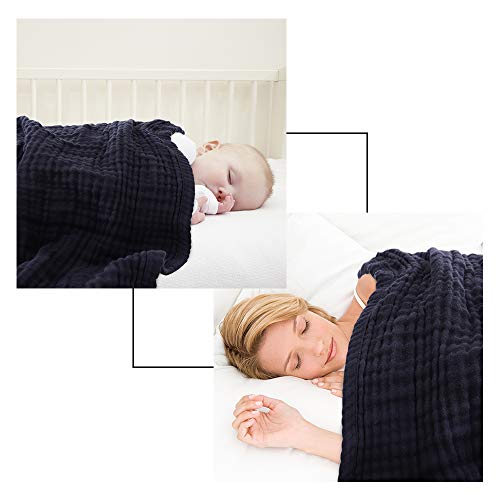 EMME Muslin Blanket, 100% cotton, 4-layered, bedding for adults and babies, 55" x 75", light, soft, breathable, all-season blanket, solid, pre-washed, grey.