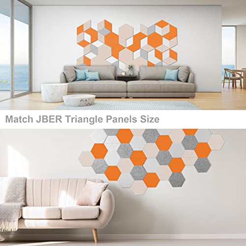JBER Hexagonal Acoustic Panels, Soundproof Interior, Sound Absorbing Panels, 35.6 x 33 x 1cm Beveled Edge High Density Wall Tiles, for Acoustic Treatment (12 Pieces Camel)