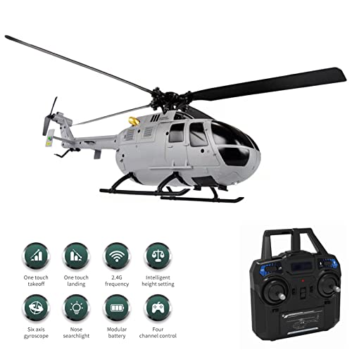KKnoon Helicopter RTF Remote Control Helicopter Indoor Outdoor Aircraft Gift for Beginners Kids Adults, 2.4 GHz Toy, Gray