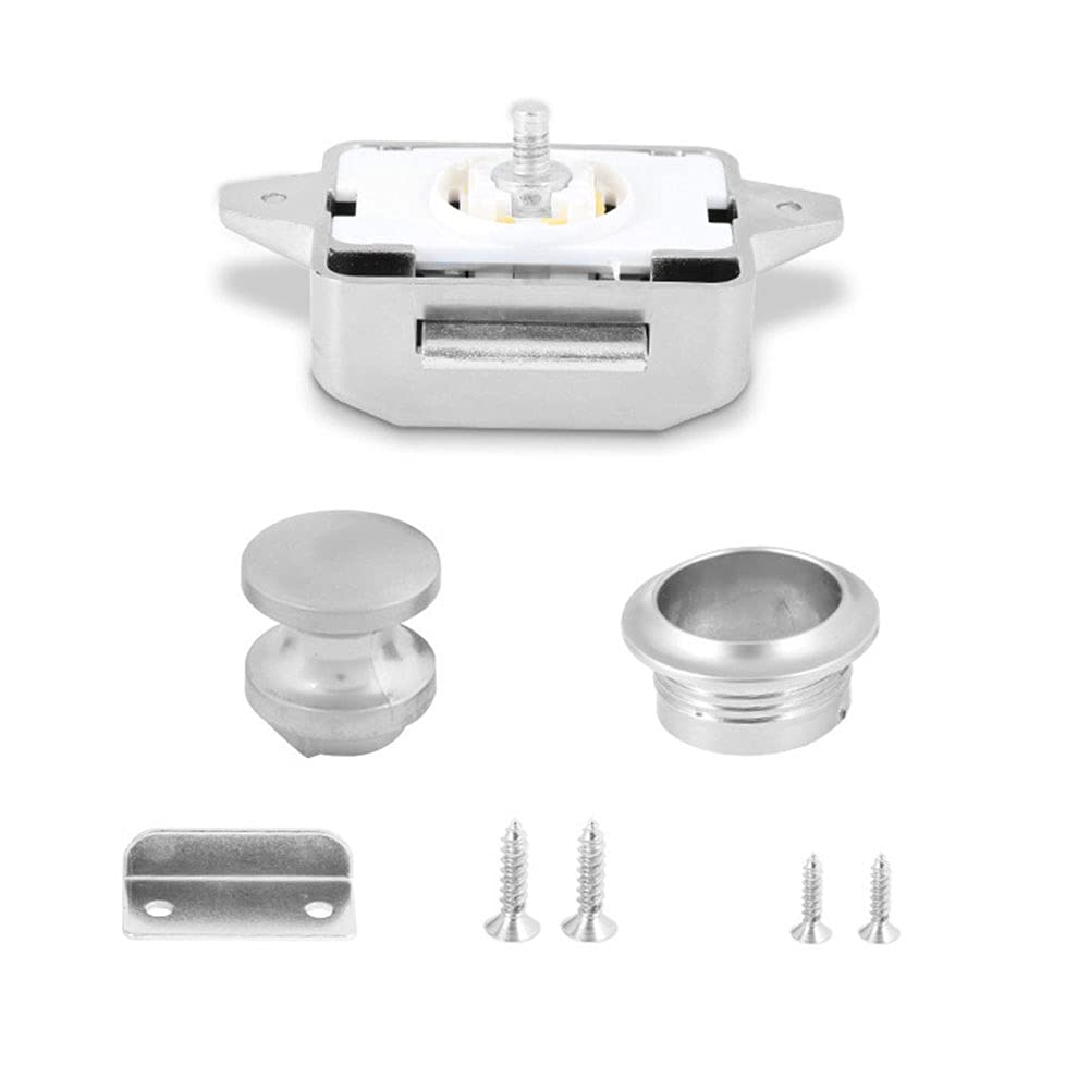 POHOVE 10pcs Push Button Catch Door Lock, Metal Push Button Knob Lock for RV Caravan Van Yacht Drawer Cabinet Door (Silver)