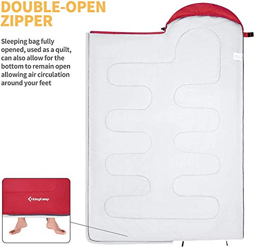 KingCamp Children's Sleeping Bag, Lightweight Warm Outdoor Blanket Sleeping Bags for Kids 3-4 Seasons for Camping Hiking with Carry Bag (Red R Zip, 165x70cm)